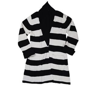 Betsey Johnson Sweater Small Striped Heart Chunky Knit Open Front